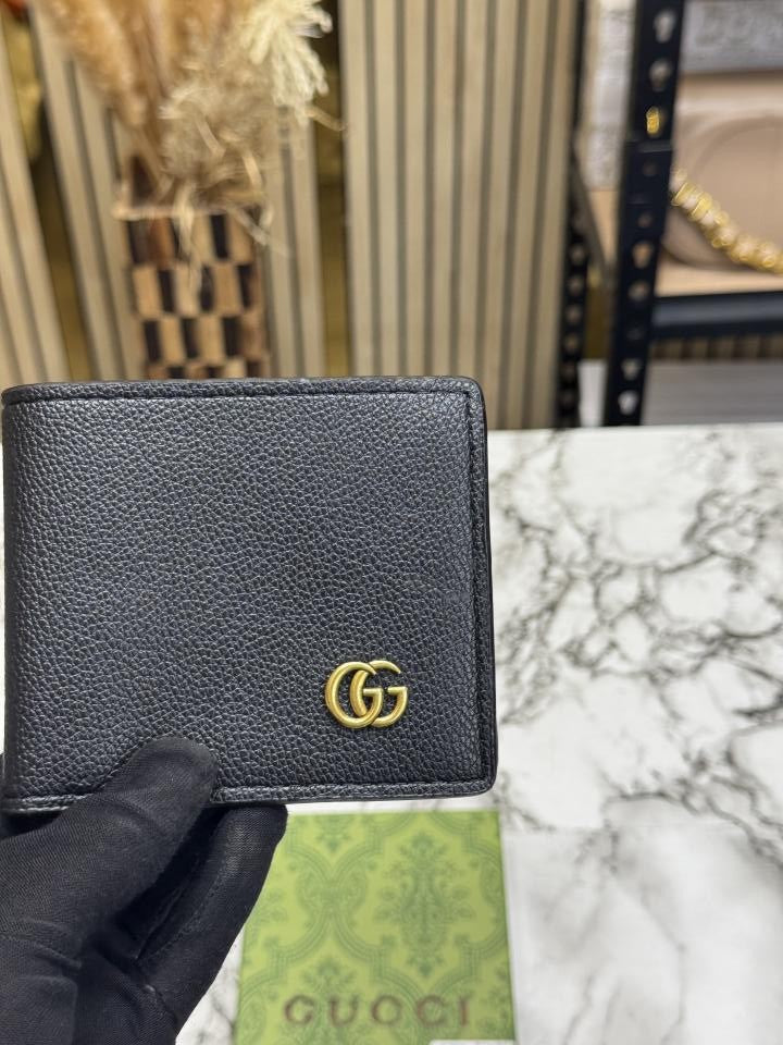 Gucc_i GG Marmont Leather Bifold Wallet With Og Box And Dust Bag  Black (C4124)