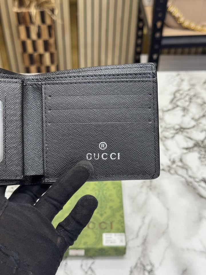 Gucc_i GG Marmont Leather Bifold Wallet With Og Box And Dust Bag  Black (C4124)