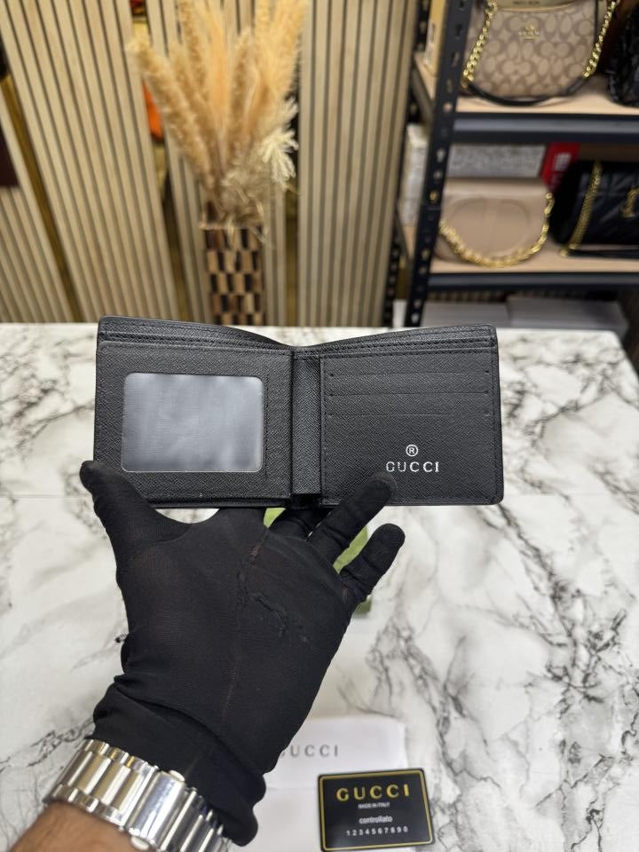 Gucc_i GG Marmont Leather Bifold Wallet With Og Box And Dust Bag  Black (C4124)