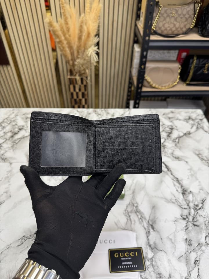Gucc_i GG Marmont Leather Bifold Wallet With Og Box And Dust Bag  Black (C4124)