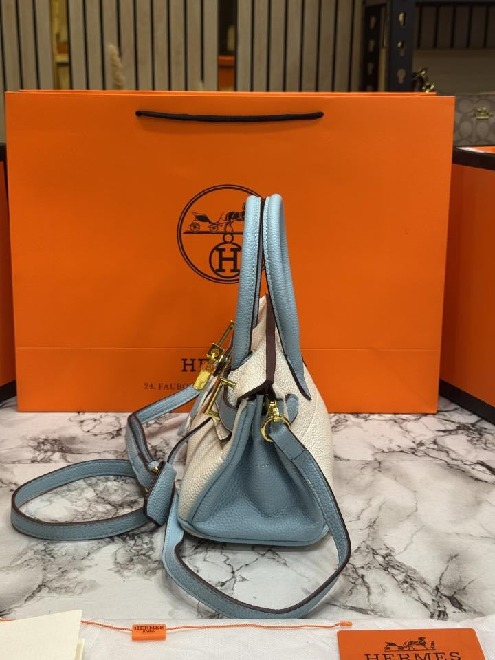 HERME_S TOGO HORSESHOE BIRKIN HANDBAG WITH OG BOX AND DUST BAG WITH CARRY BAG (BLUE)