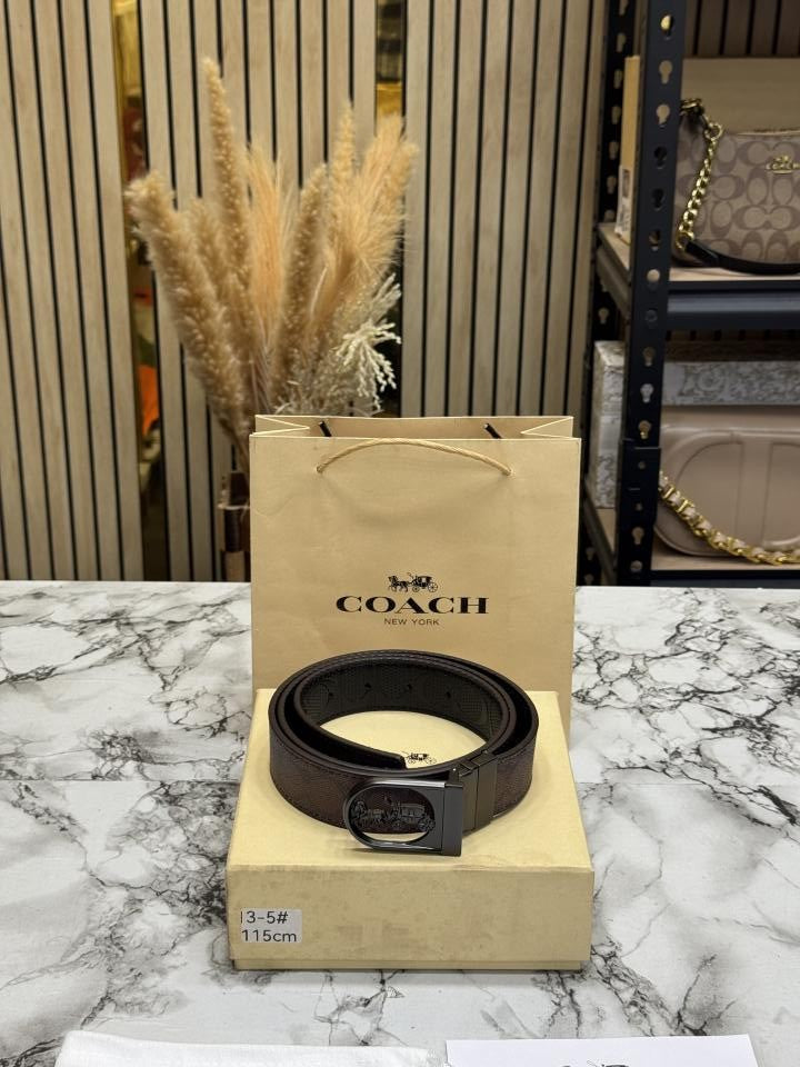 Coac_h Signature Plaque Reversible Leather Belt  BrownBlack (3-5)