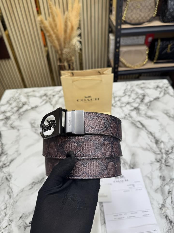 Coac_h Signature Plaque Reversible Leather Belt  BrownBlack (3-5)