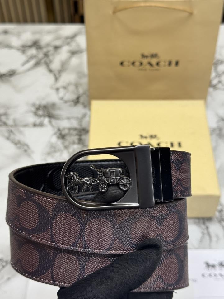 Coac_h Signature Plaque Reversible Leather Belt  BrownBlack (3-5)