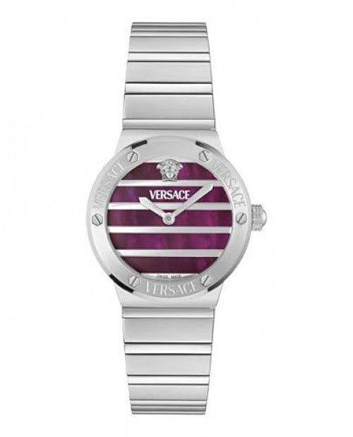 Versace Greca Logo Pearl Silver Maroon