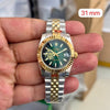 Rolex Date Just Silver Gold Green 31mm