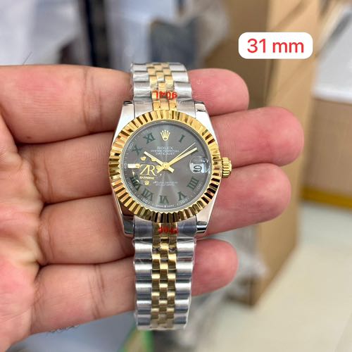 Rolex Date Just Silver Gold Wimbeldon 31mm