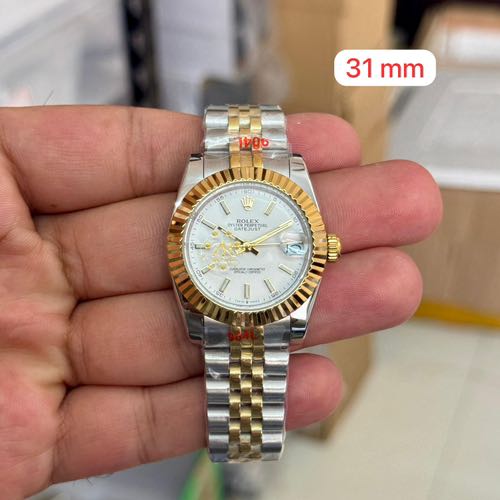 Rolex Date Just Silver Gold White 31mm