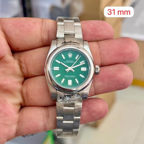 Rolex Date Just Silver Green Oyster 31mm