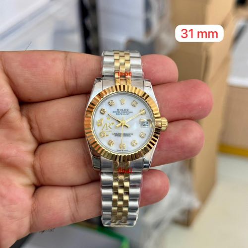 Rolex Date Just Silver Gold White 31mm