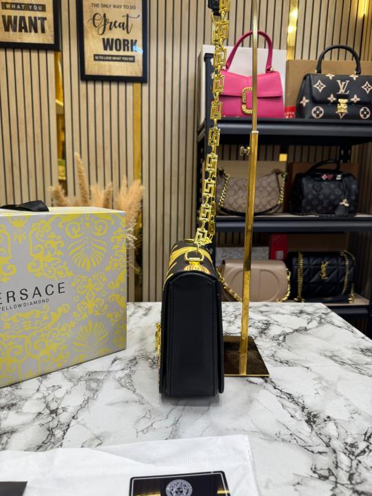 Versace Baroque Chain Shoulder Bag With Box And Dust Bag (89915) (Black-White)