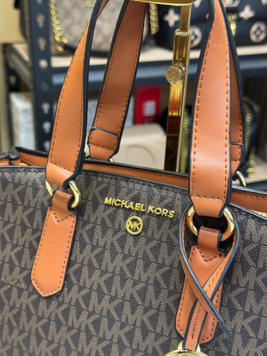 Michael_Kors Emma Satchel Bag With Magnetic Box And Dust Bag (Brown)