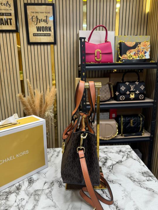 Michael_Kors Emma Satchel Bag With Magnetic Box And Dust Bag (Brown)