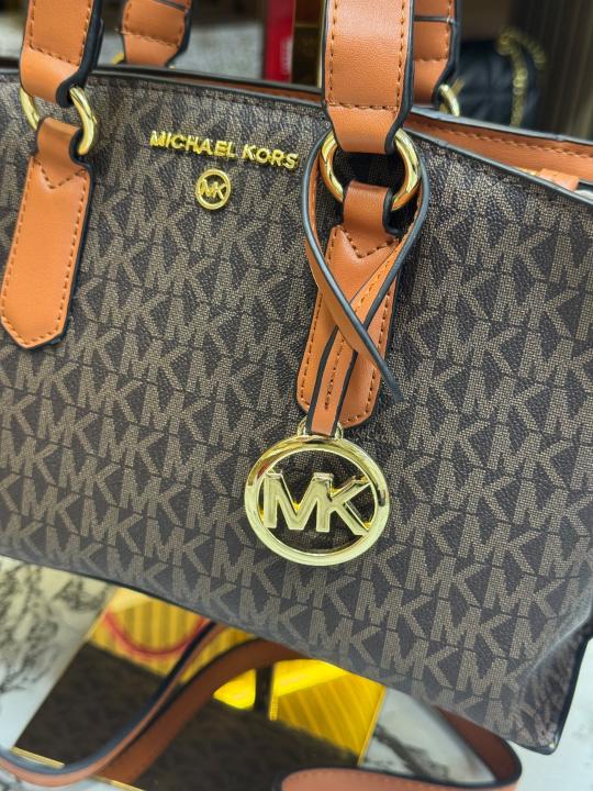 Michael_Kors Emma Satchel Bag With Magnetic Box And Dust Bag (Brown)