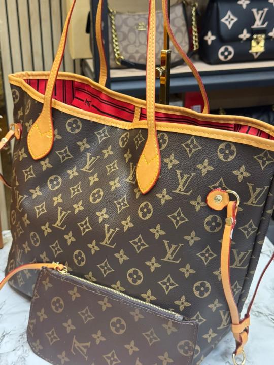 Loui_s Vuitton Neverfull Premium Quality Tote Bag With Box And Dust Bag (Brown monogram)