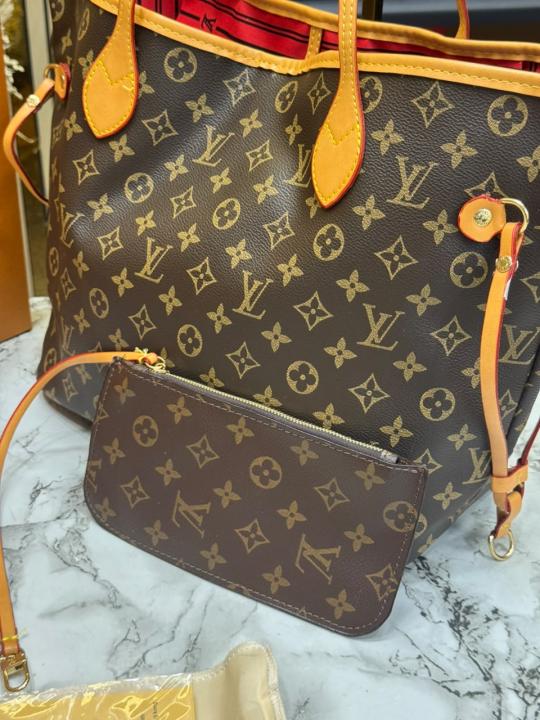 Loui_s Vuitton Neverfull Premium Quality Tote Bag With Box And Dust Bag (Brown monogram)