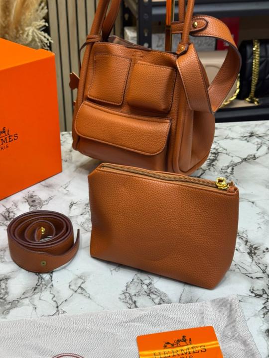 Herme_s Picotin Pouch Hand Bag Including Horse Charm Original Box And Dust Bag (Brown)