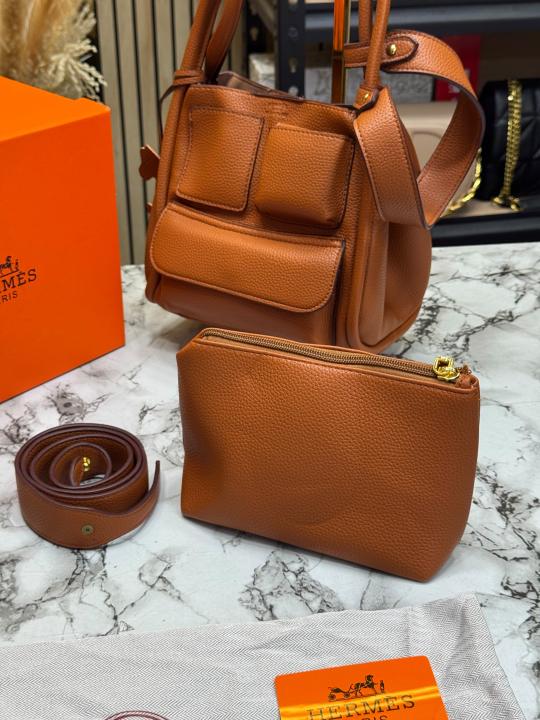 Herme_s Picotin Pouch Hand Bag Including Horse Charm Original Box And Dust Bag (Brown)
