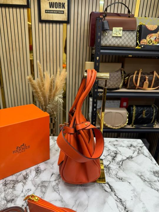 Herme_s Picotin Pouch Hand Bag Including Horse Charm Original Box And Dust Bag (Orange)