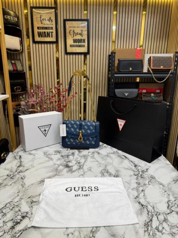 GUESS G JAMES LOGO SHOULDER BAG WITH OG BOX AND DUST BAG PREMIUM QUALITY (BLUE)