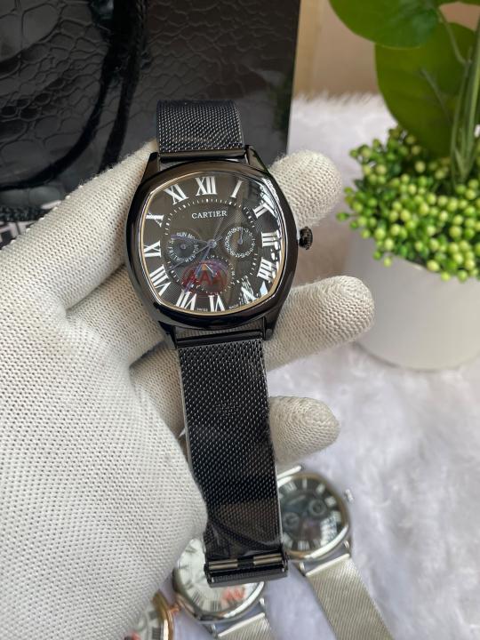 Cartie R Sun Moon Full Black Dial Mesh Strap AT441