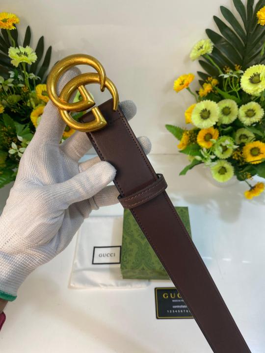 GUCC_I GG GOLD BROWN MEN BELT WID OG ACCESSORIES 241