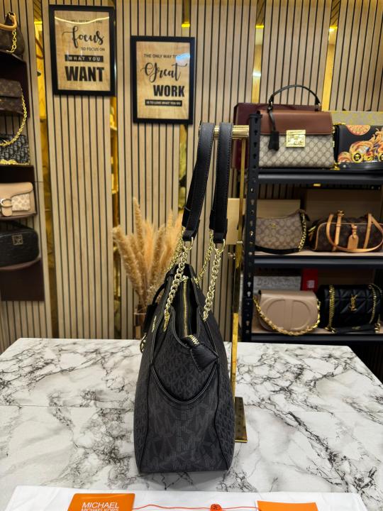 Michael_Kors Jet Set Tote Bag Large Logo Tote Bag With Dust Bag (Black) (100825)