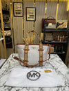 MICHAEL KOR_S MAEVE SIGNATURE LOGO SMALL CONVERTIBLE OPEN TOTE WITH DUST BAG (BIEGE BROWN) (V-22314)