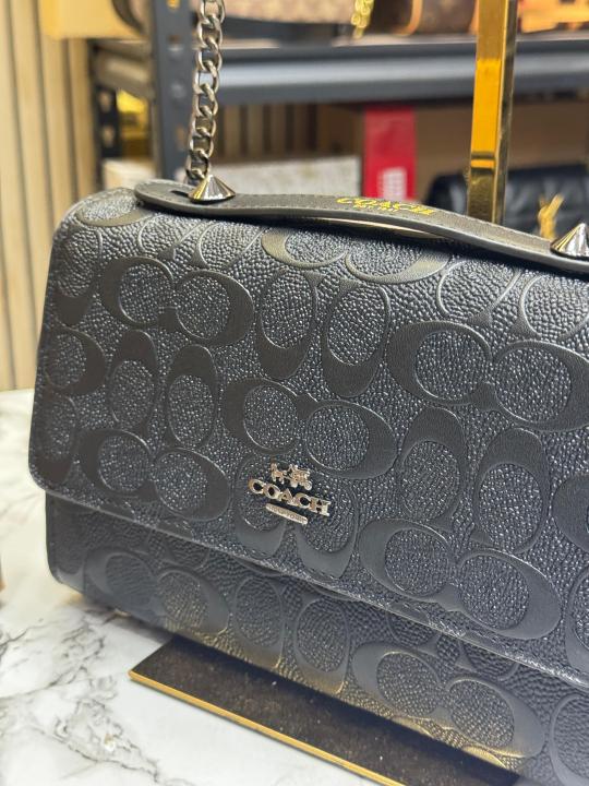 Coac_h Klare Signature Embossed Crossbody Bag With Box And Dust Bag (Black)