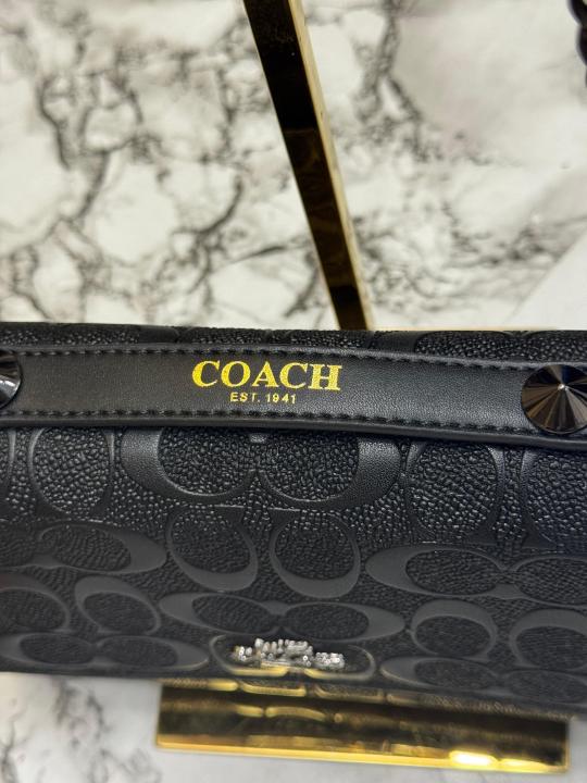 Coac_h Klare Signature Embossed Crossbody Bag With Box And Dust Bag (Black)