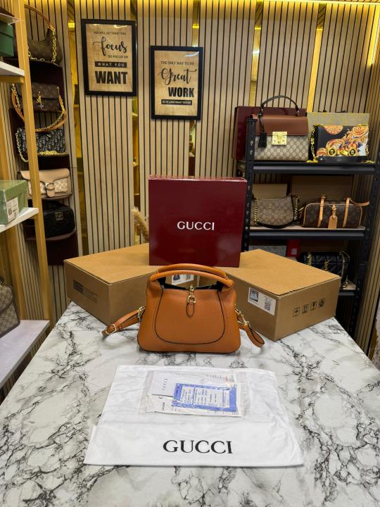 Gucc_i Softbit Medium Top Handle Bag With Double Box And Dust Bag (Brown-161)