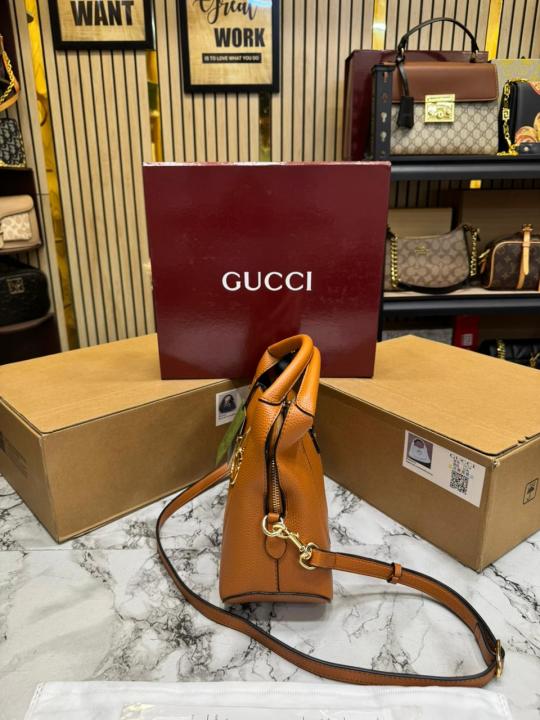 Gucc_i Softbit Medium Top Handle Bag With Double Box And Dust Bag (Brown-161)
