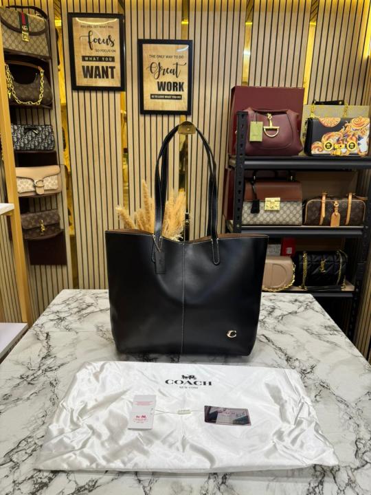 Coac_h North Leather Tote Bag Premium Quality With Dust Bag (Black)