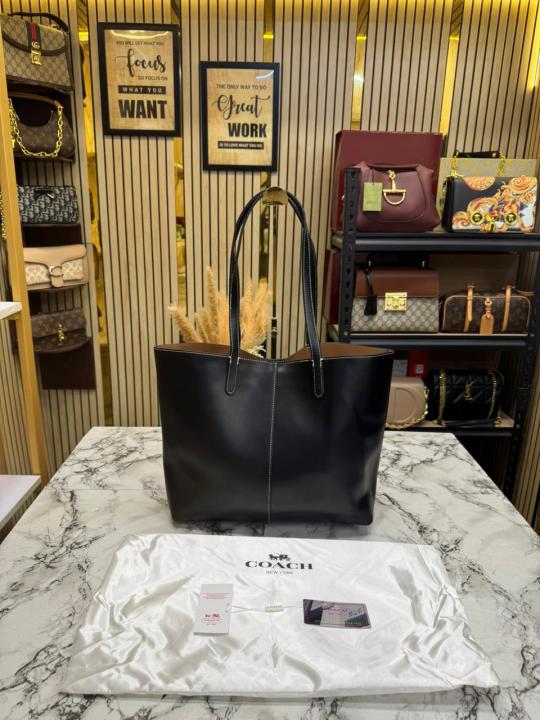 Coac_h North Leather Tote Bag Premium Quality With Dust Bag (Black)