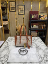 Michael Kor_s Signature MK Tote Handbag With Tassel Charm And Dust Bag (Beige)