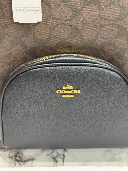 COAC_H LEATHER COURT WITH DUST BAG PREMIUM QUALITY BAGPACK (COFFEE)