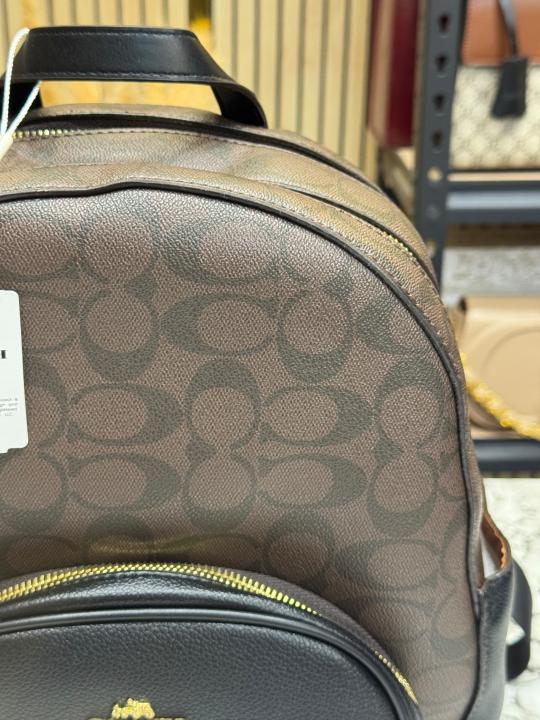 COAC_H LEATHER COURT WITH DUST BAG PREMIUM QUALITY BAGPACK (COFFEE)