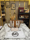 Michael Kor_s Jet Set Travel Signature Logo Tote Bag (Beige)