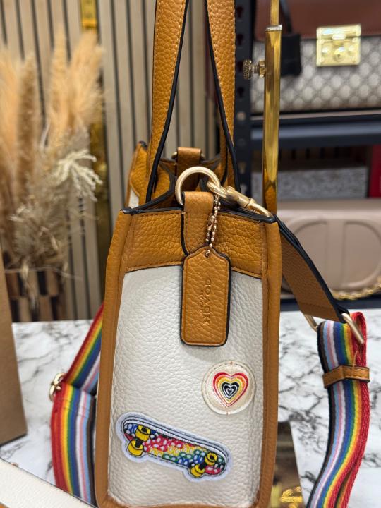 Coac_h City Patchwork Tote Bag With Matching Zip Wallet Rainbow Strap Box And Dust Bag