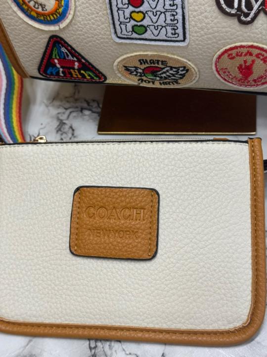 Coac_h City Patchwork Tote Bag With Matching Zip Wallet Rainbow Strap Box And Dust Bag