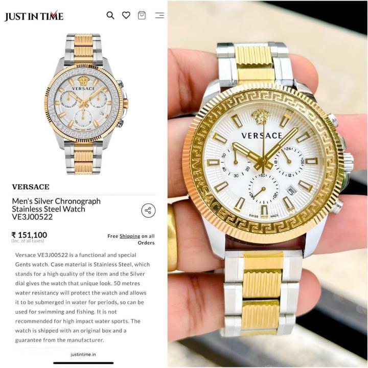 VERSAC E GRACE MENS CHRONOGRAPH WORKING TT GOLD WHITE 456