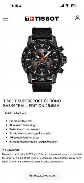 Tissoo_t SUPERSPORT CHRONO BASKETBALL EDITION 45.5MM