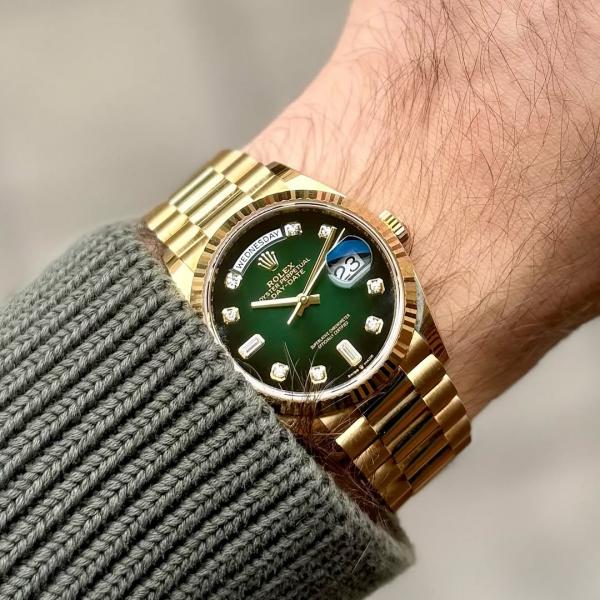 ROLE X DAY DATE GOLD GREEN SHADED DIAMOND AUTOMATIC HEAVY 463