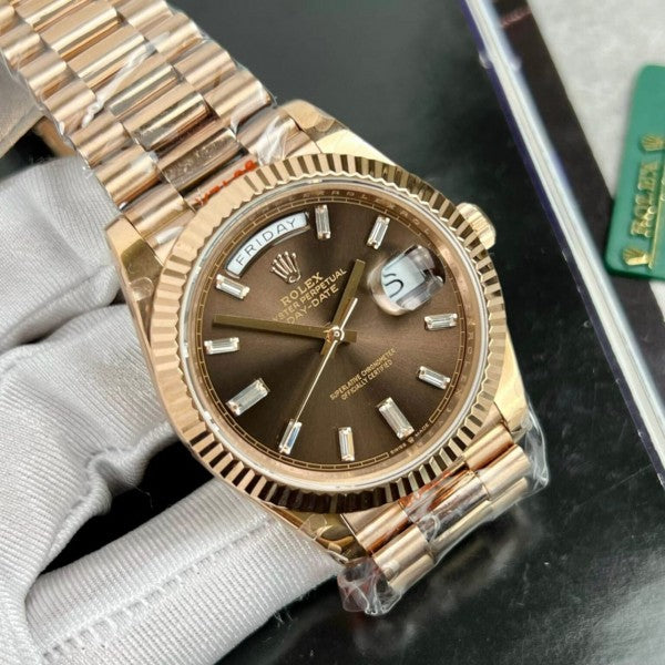 ROLE X DAY DATE ROSE CHOCOLATE  DIAMOND AUTOMATIC HEAVY 467