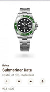 ROLE X SUBMARINER SILVER GREEN X  BLACK AUTOMATIC HEAVY 470