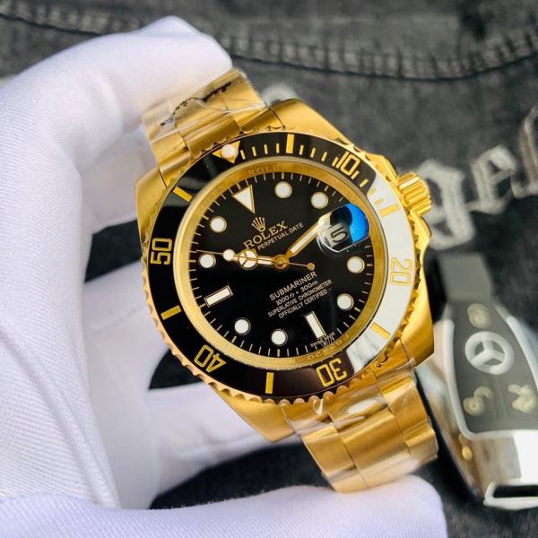 ROLE X SUBMARINER GOLD BLACK AUTOMATIC HEAVY 477