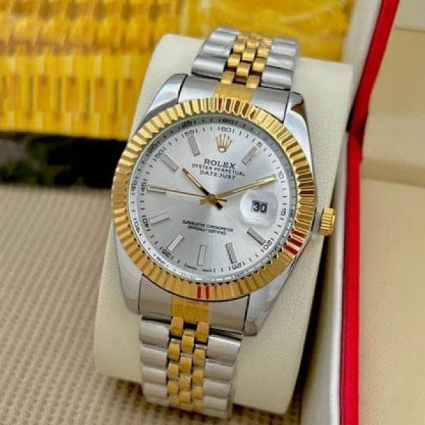 Role_x Oyster perpetual Date just Automatic TT Gold WHITE   490