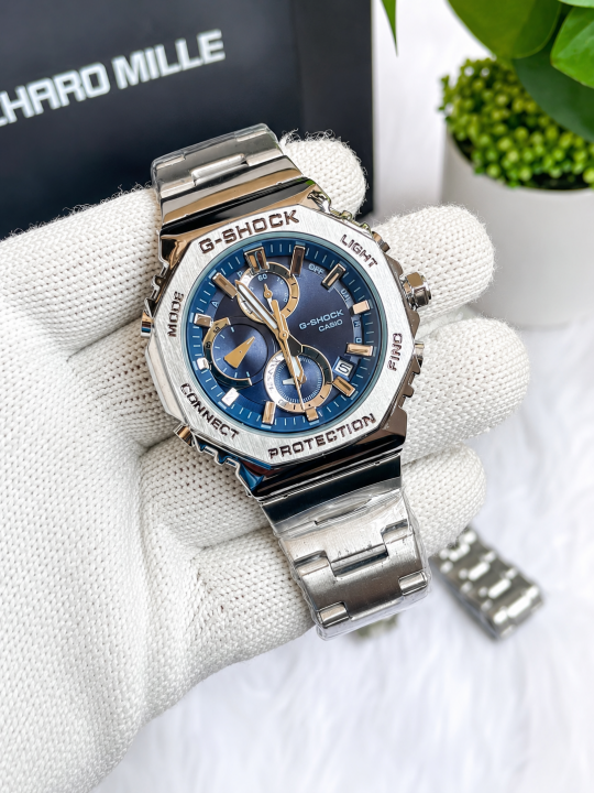 Casio G-Shock 2100 Chronograph Silver Blue Dial AT442