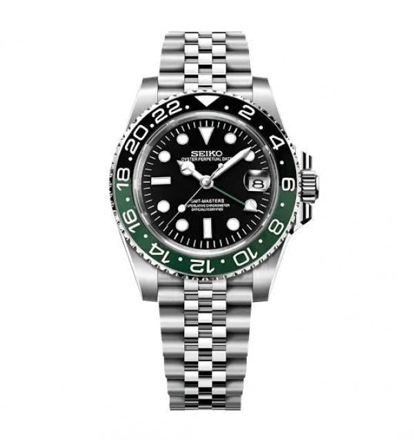 SEIK O GMT MASTER 2 SPRITE EDITION BACK OPEN SWISS MOVEMENT WORKING LIKE AUTO 495