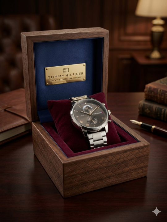Tomm y hilfiger silver black chronograph working 122